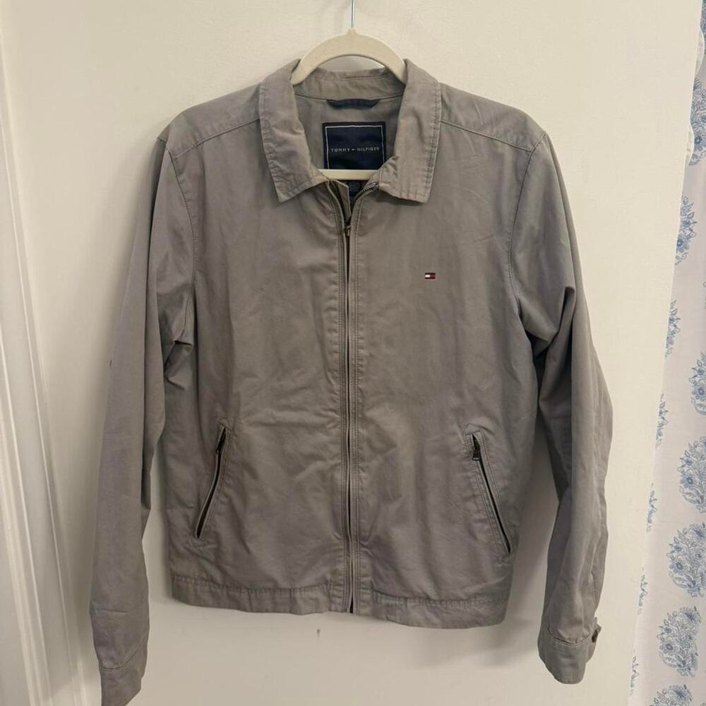 Mens Tommy Hilfiger grey zip-up Harrington jacket Small